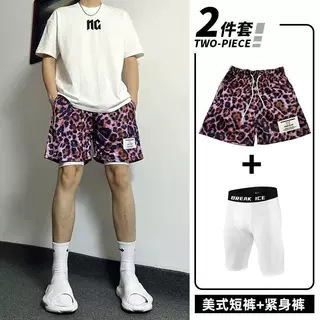 Trendy American-Style Basketball Shorts, Knee-Length, Loose Casual Shorts for Men, Breathable, Quick-Dry, with Inner Lining, Faux Two-Piece Design Trendy American-Style Basketball Shorts, Knee-Length, Loose Casual Shorts for Men, Breathable, Quick-Dry, with Inner Lining, Faux Two-Piece Design