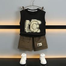 男童夏季背心套装2025新款小男孩洋气运动两件套休闲痞帅宝宝夏装