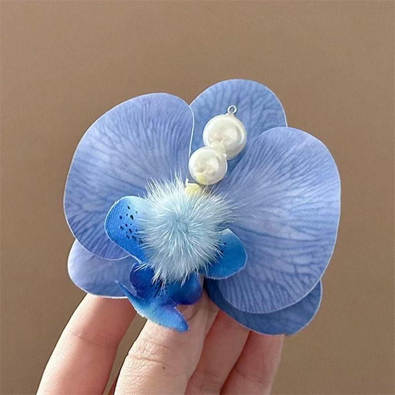 ロマンチックな島!ヒトデ胡蝶蘭ヘアピン!海辺のリゾート風サイドクリップ模擬花ヘアアクセサリーヘアツイスター|undefined