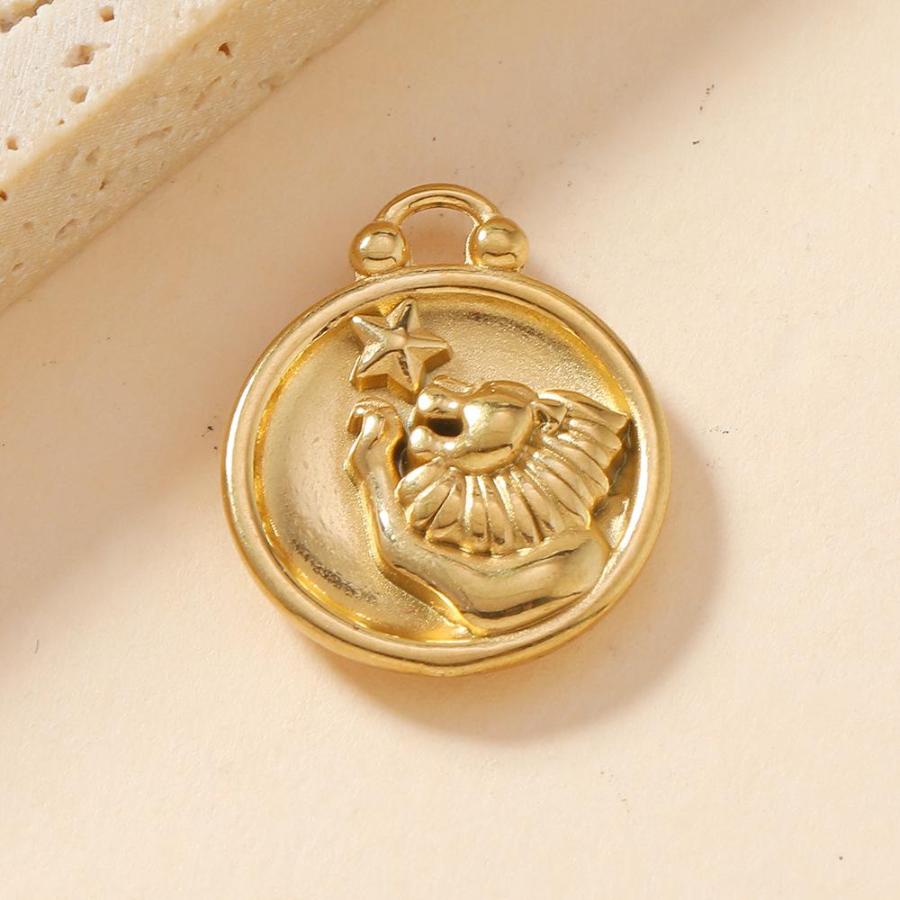 Colgante único Venta caliente europea y americana Colgante de fundición de doce constelaciones Pulsera Collar Accesorios de bricolaje Joyería de acero inoxidable de 18 quilates