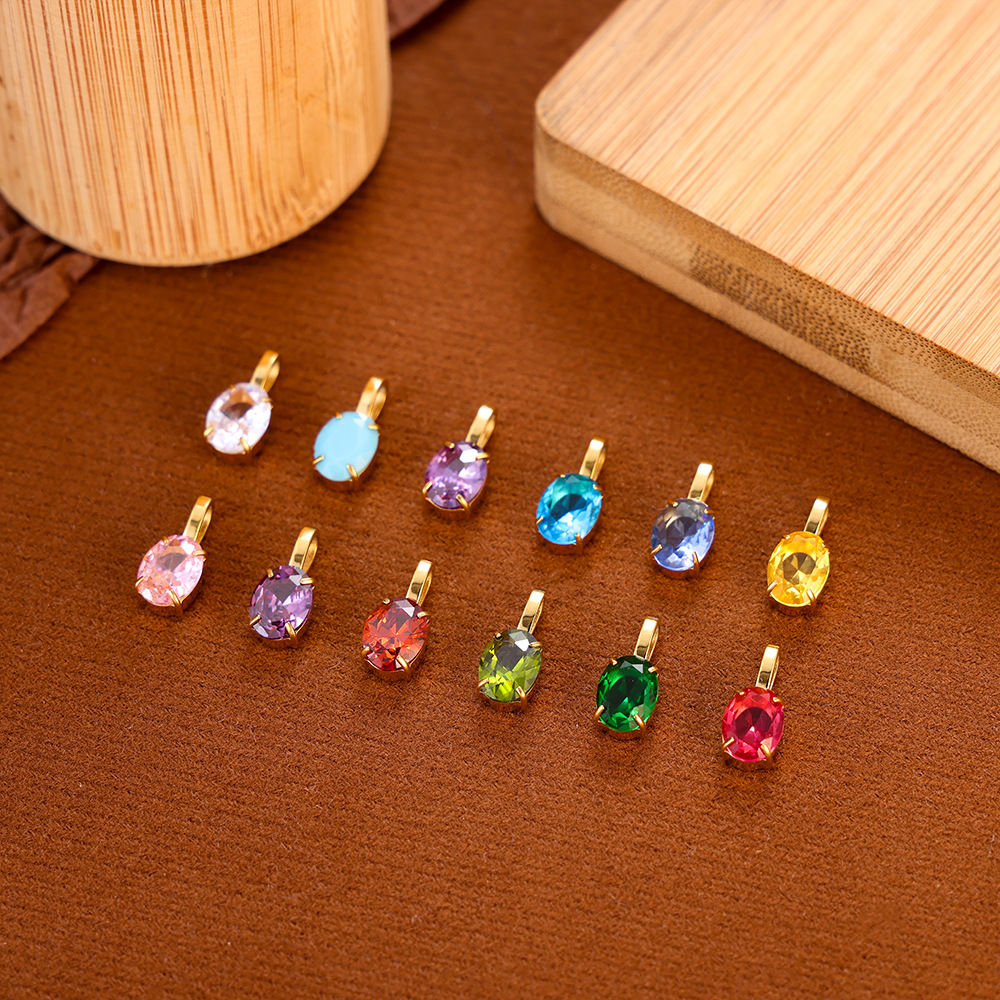 3g Weight Pendant, Chain Jewelry Making Type 14 * 7mm, 45cm Jewelry Making Size 1 Piece 14 * 7mm 45cm 304 Stainless Steel Birthstone Zircon Oval Pendant Chain