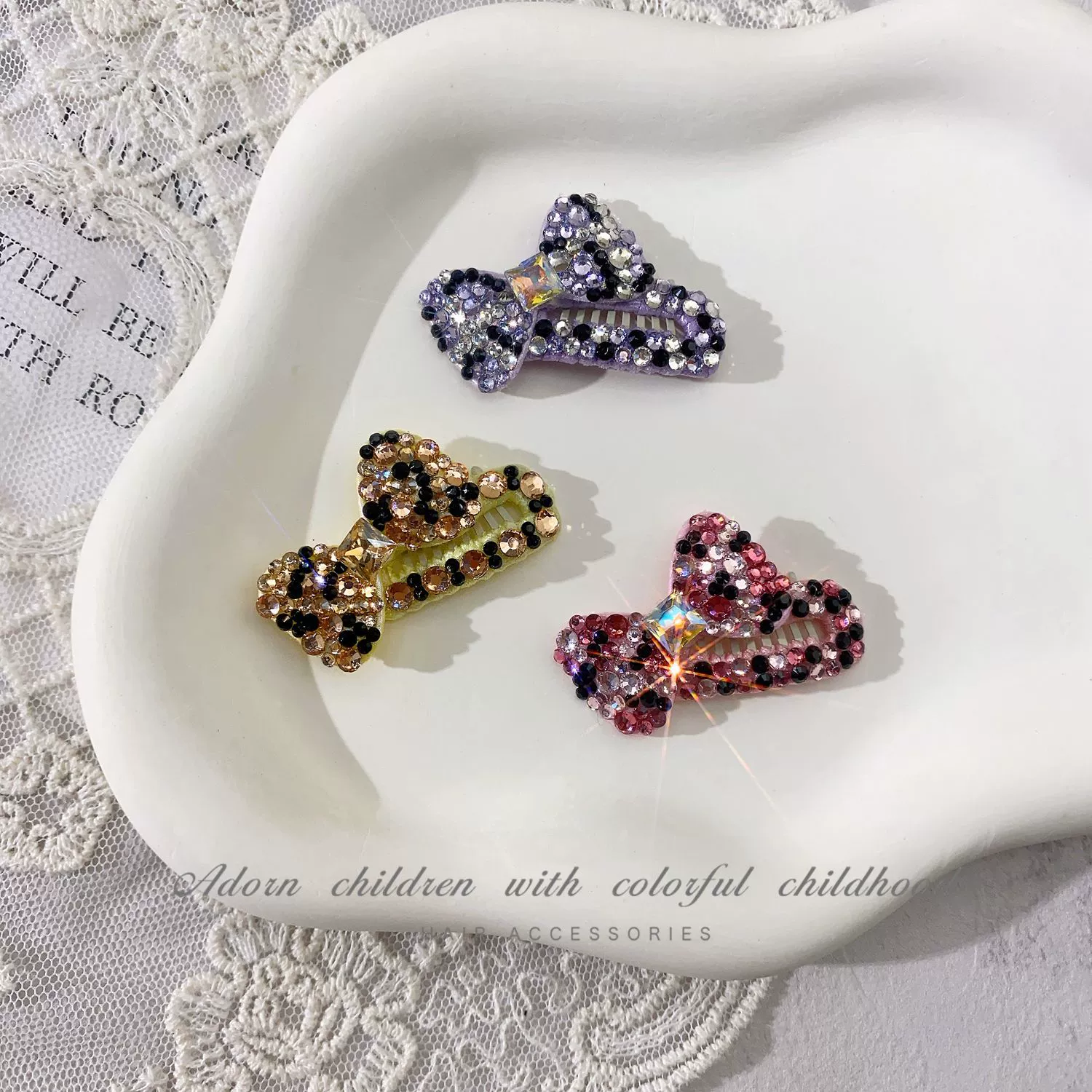 Заколка-бант для собаки с полным покрытием стразами, DIY, для мальтийцев и бишонов, аксессуар для волос