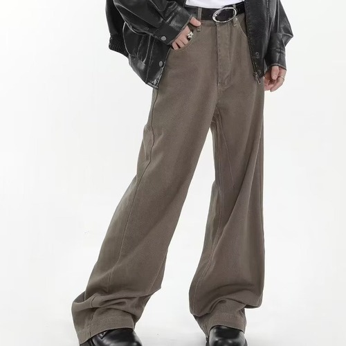Marron Brown Men's and Women's Same Style American Retro Straight Leg Casual Coffee Color Cleanfit Pants Trendy