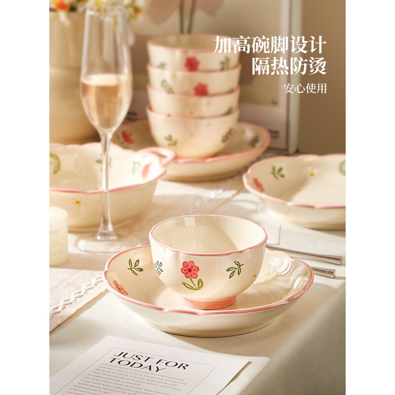 Underglaze Color Dishes Tableware suit Household 2025 New Housewarming Dishes Fresh Bowls and Chopsticks High Color Value Bowls and Utensils