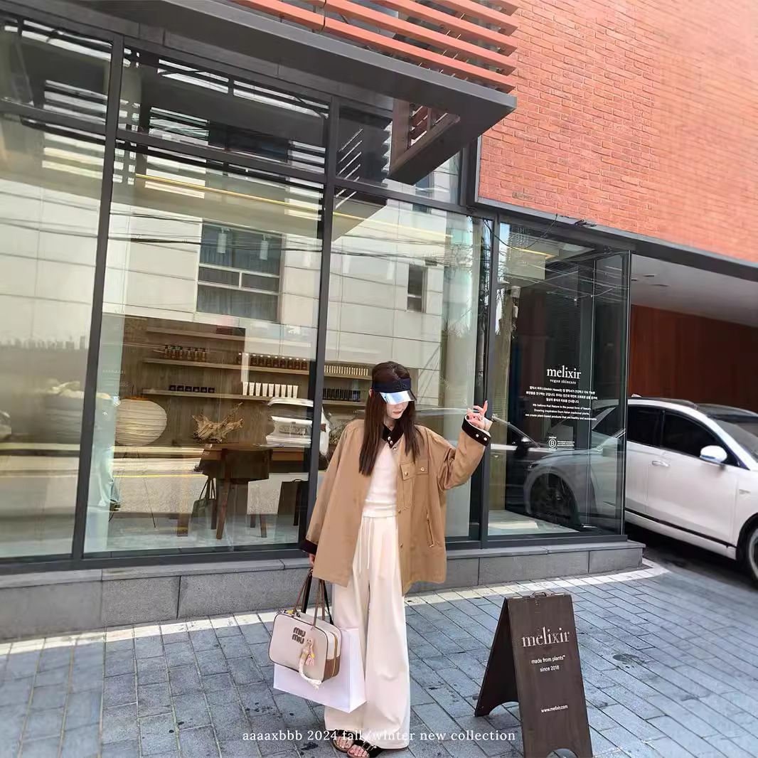 AAAAXBB 이완 초가을 바이브 울 모조 바지 삼색 느슨한 모프 스티칭 디자인 센스 캐주얼 바지