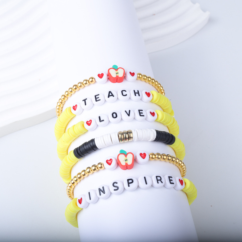 25g Weight Bracelets Classification soft clay Chain Material 1 Set Quantity Holiday, Daily Occasion soft clay Material Letter Pattern Unisex Gender Sweet Style Sweet Letter Soft Clay Wholesale Bracelets 1
