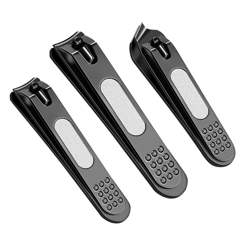 Black Nail Clipper Large Flat Mouth with Sharpening Nail Scissors File Household Multi-Purpose Portable Single Pack Adult Nail Clipper