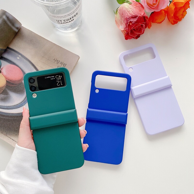 For Samsung Z Flip3/4/5/6 mobile phone case Macaron solid color hinge three-piece folding screen protective cover