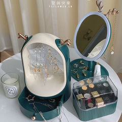 首飾盒耳飾耳釘耳環項鍊收納多功能家用飾品收納盒透明旋轉式輕奢