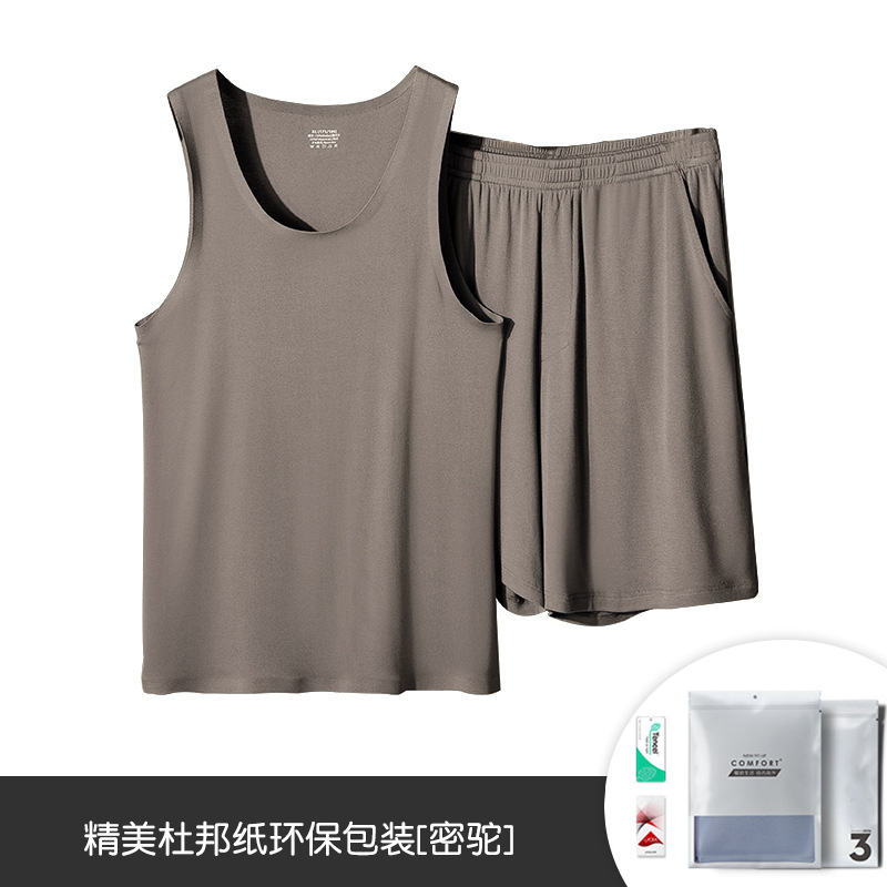 80 de Seda Hielo modal primavera y verano los hombres pijamas traje chaleco pantalones cortos delgada que basa puede ser usado fuera en stock