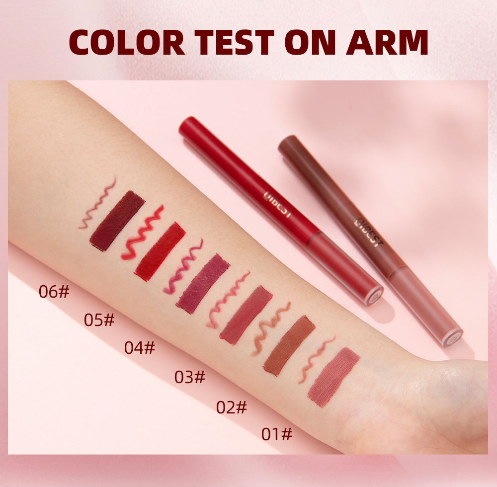 QIBEST Cross-border Two-in-one Lip Gloss and Lip Liner Pen Waterproof matte Velvet Non-smudging Double-head Lip gloss Set wholesale undefined