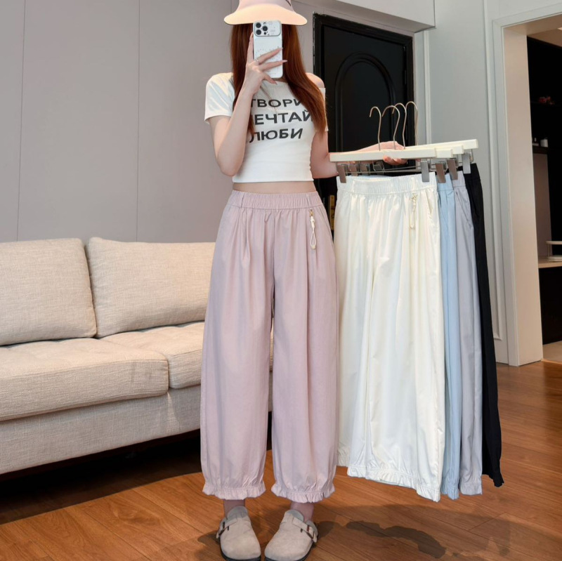 Ice Silk Quick-Dry Pants for Women, Summer High-Waisted Petite Lantern Pants, Loose Casual Sun-Protection Straight-Leg Cropped Pants Ice Silk Quick-Dry Pants for Women, Summer High-Waisted Petite Lantern Pants, Loose Casual Sun-Protection Straight-Leg Cropped Pants