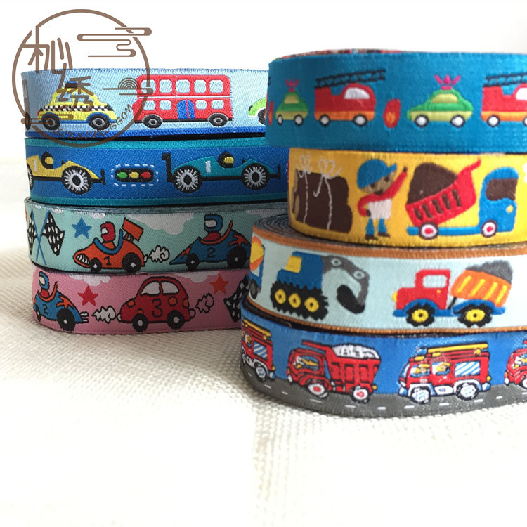 In-Stock Cartoon Textile Accessories for Clothing, Shoes, and Hats, Handmade DIY Parts, 1.6cm Computer Woven Labels, Automotive Trademark Weaving