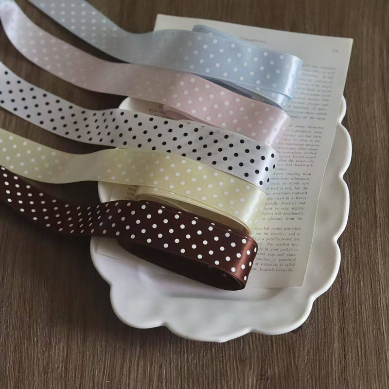 Nissan Single-Sided Polka Dot Highlight (Very Good Feel) Diamond Ribbon Ribbon Bow Ribbon 2.4cm