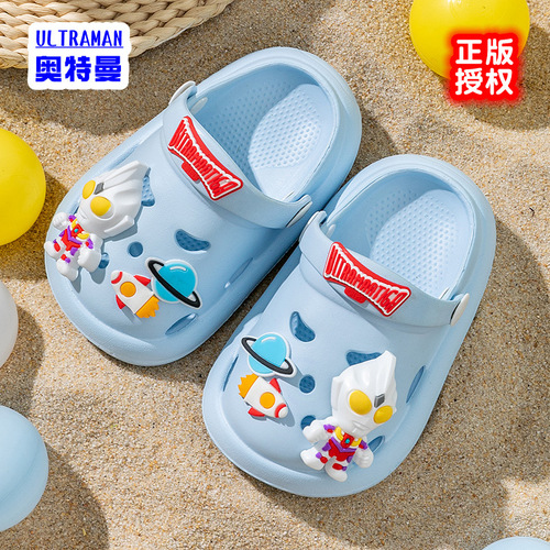 Ultraman Dika children's hole shoes cute boys cartoon non-slip soft bottom home garden shoes baby sandals and slippers