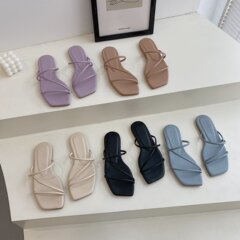 HOT New One-Piece Slip-On Women's 2021 Summer Fashion Korean Version Simple Flat Outdoor Wear Slippers Casual Lazy Shoes