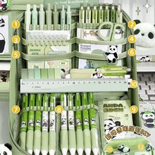 12层熊猫绿色笔袋透明2024年新款超大容量高颜值文具盒女孩版初中