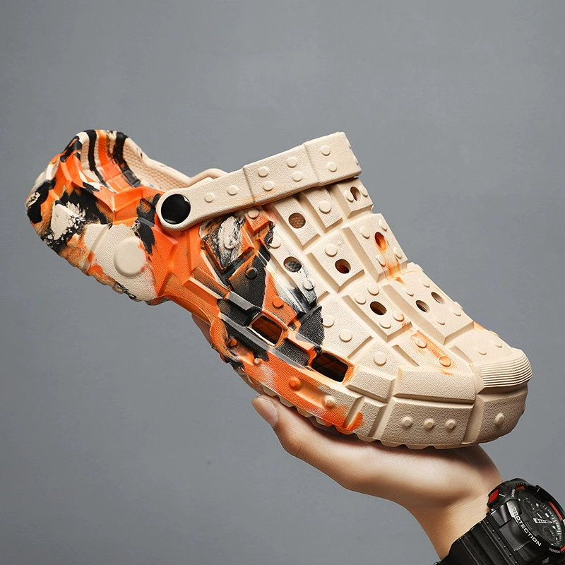 Мужская обувь Croc, новая летняя верхняя одежда для вождения, нескользящие модные мужские модные универсальные пляжные сандалии на толстой подошве, легкие двухслойные сандалии