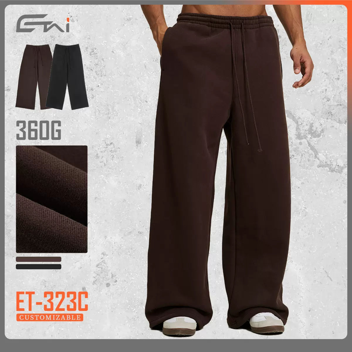 ETAI男装|慵懒风宽松型重磅阔腿卫裤男潮牌秋款下装男士休闲裤