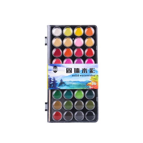 Cross-border watercolor paint 36 colors 48 colors solid watercolor paint professional art portable box beginners hand painting
