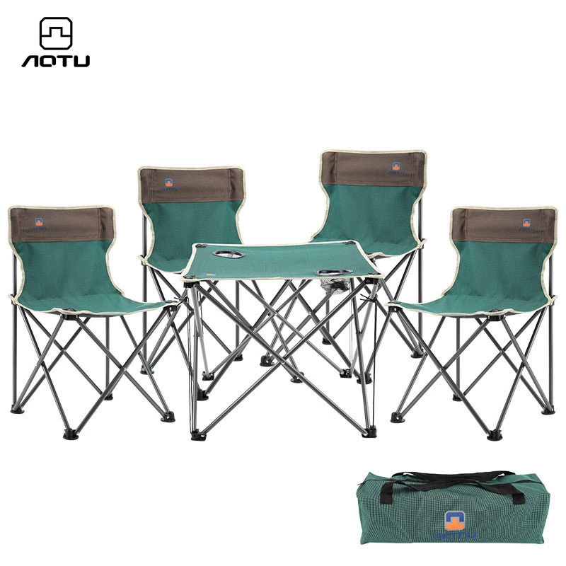 Открытый складной стол и стул костюм Открытый Портативный Костюм Плита Пикник Самостоятельное дорожное оборудование Балкон Стол и стул Набор из пяти предметов
