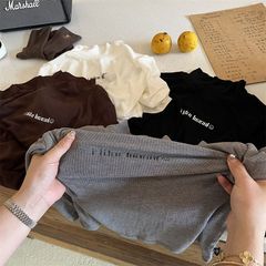 兒童打底衫2023秋新男女童坑條印花打底衫寶寶半高領內搭0201A003