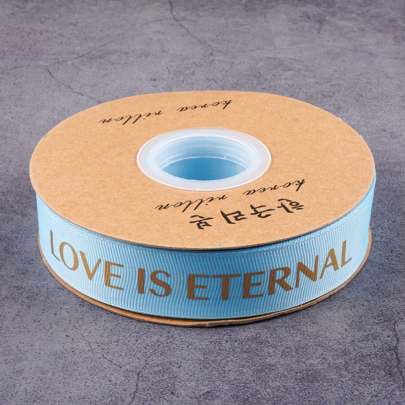 Cinta de flores con hilo de 2.5 mm, cinta para envolver flores, arte floral, cinta acanalada con lámina dorada, letras en inglés LOVE, para atar ramos