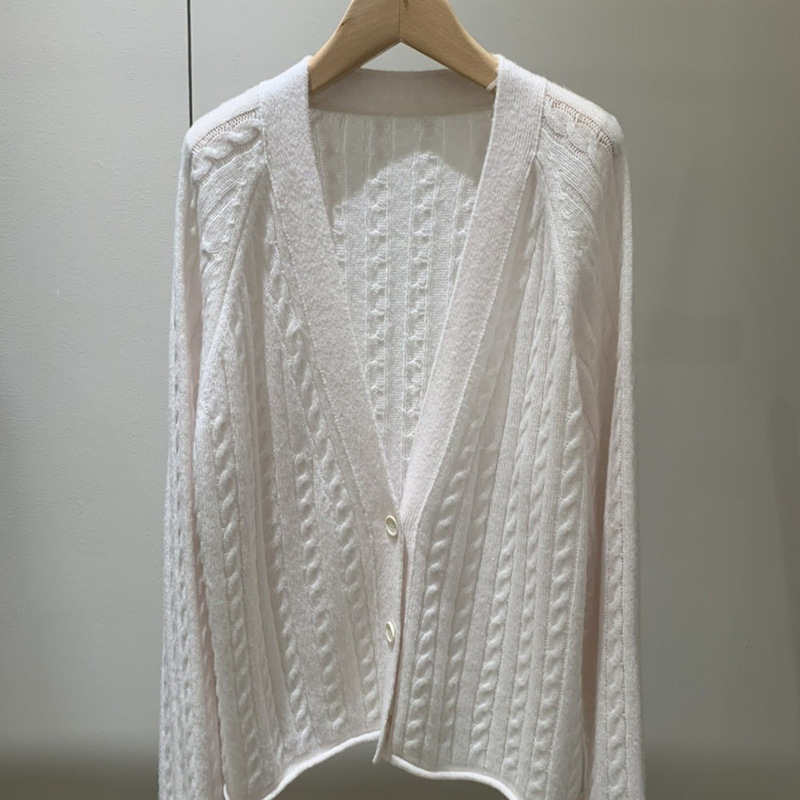 High-End Niche Designer, Three-Color Twist Cardigan