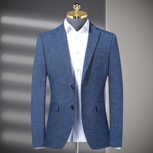 轻奢专柜春秋男士羊毛西装中青年修身男单西外套薄款商务西服上衣