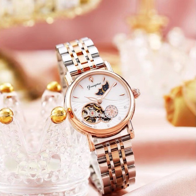 New Lucky Goddess Flower Luxury Watch Women's Waterproof High-Level Niche Automatic Mechanical Watch Women's Hollow Luminous