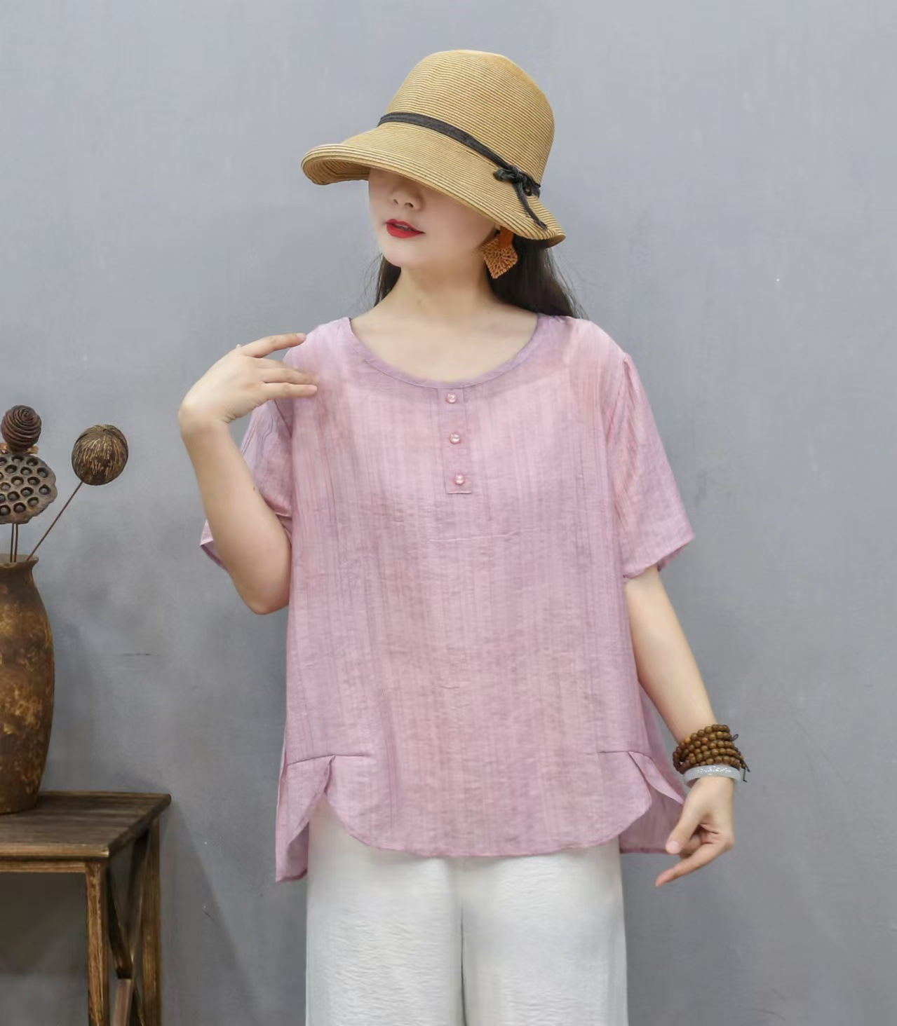 Transfronterizo 2025 primavera y verano nueva camiseta de mujer china impresa de manga corta camiseta de mujer de verano collar redondo literatura y arte image 8