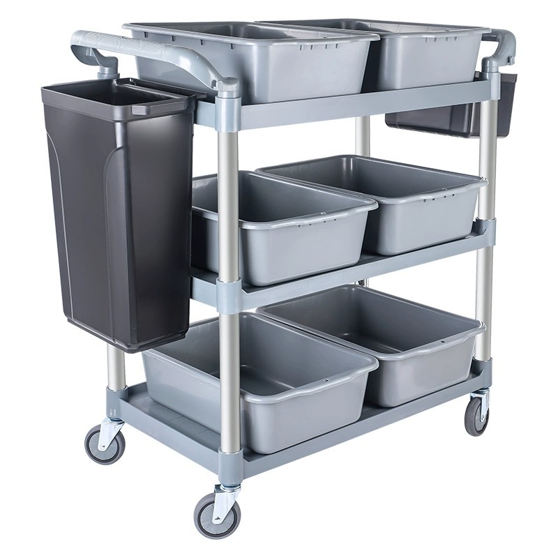 Carrito de comida de plástico de tres capas, carrito de comida de hotel, restaurante, carro de comida móvil, carro de bebida comercial image 6