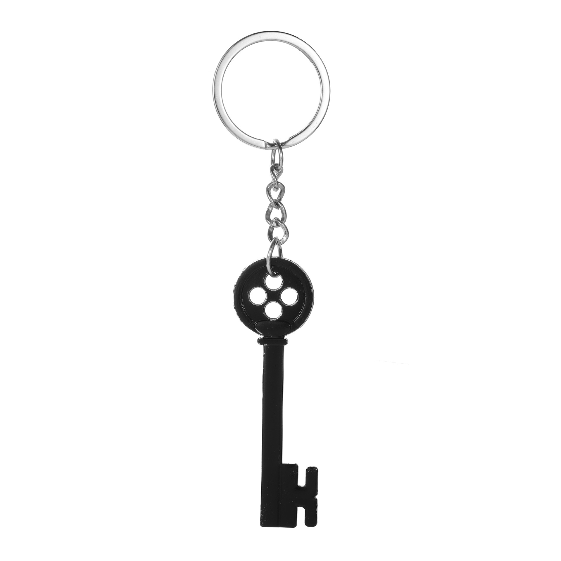 Animated Ghost Mom Keychain Caroline Halloween Mystery Door Key Pendant Necklace Black Button Pendant