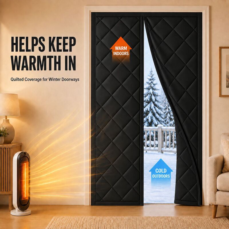 Thickened cotton door curtain for winter, providing warmth and insulation, no drilling required, suitable for home use as a room divider. Window-style, with Velcro closure, no drilling needed, self-adhesive door curtain Thickened cotton door curtain for winter, providing warmth and insulation, no drilling required, suitable for home use as a room divider. Window-style, with Velcro closure, no drilling needed, self-adhesive door curtain