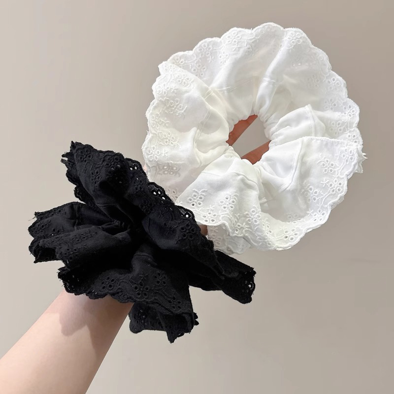 Anillo de cabello de alta elasticidad de encaje duradero, cordón de cabello fresco y dulce coreano, temperamento simple y ligado al cabello, correa de goma pequeña