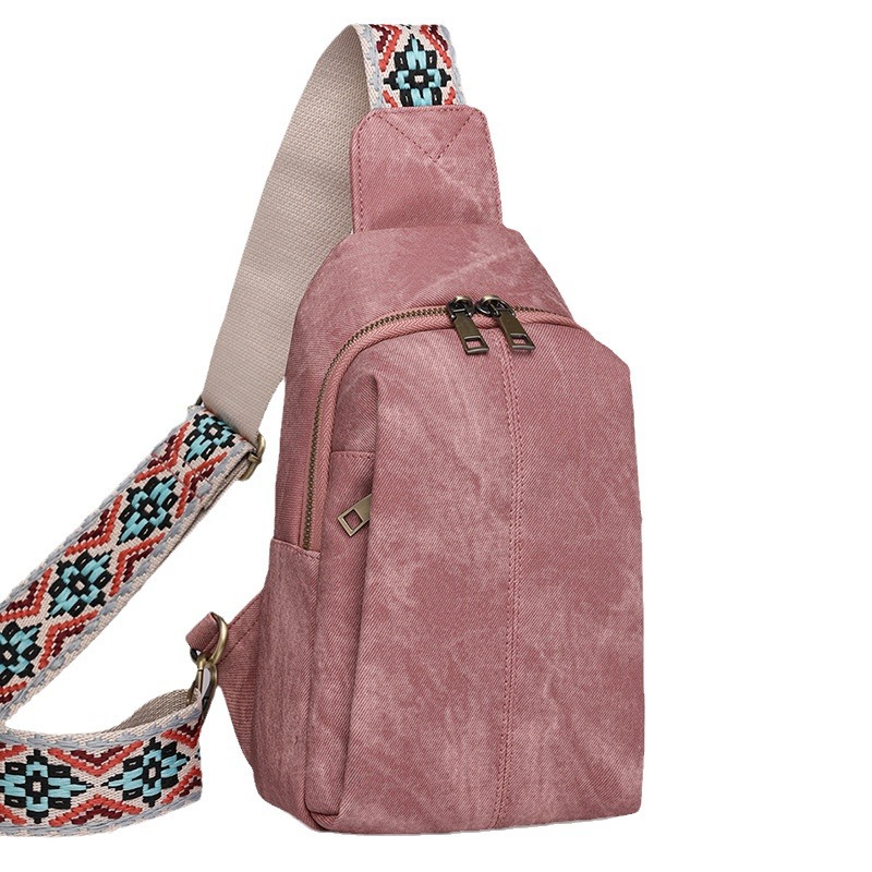 Bolso de pecho de ocio transfronterizo Bolso de viaje al aire libre retro para mujer Bolso de mensajero con correa de hombro ancha Bolso de pecho para mujer Riñonera al por mayor