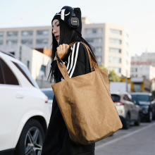日系慵懒风手提袋ins文艺简约大容量韩版单肩包简约百搭女包布包