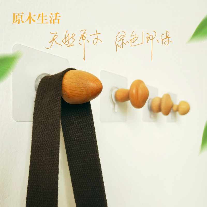 Gancho de pasta de madera simple pared colgando ropa gancho de pared-percha libre detrás de la puerta dormitorio decorativo gancho pegajoso al por mayor