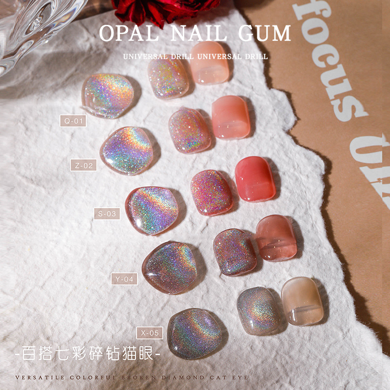 Diamante rojo roto gel de manicura ultra brillante colorido reflector láser de cristal de aluminio DiDi pegamento de ojos de gato aurora pegamento de esmalte de uñas