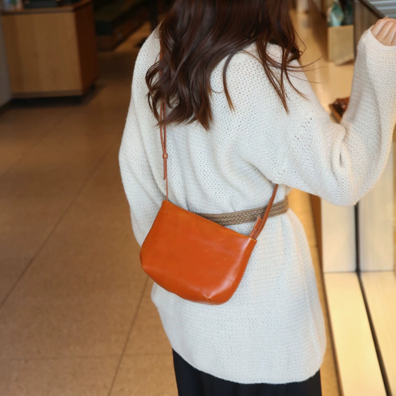 Small hand loop bag, one-shoulder bag, small bag, genuine leather