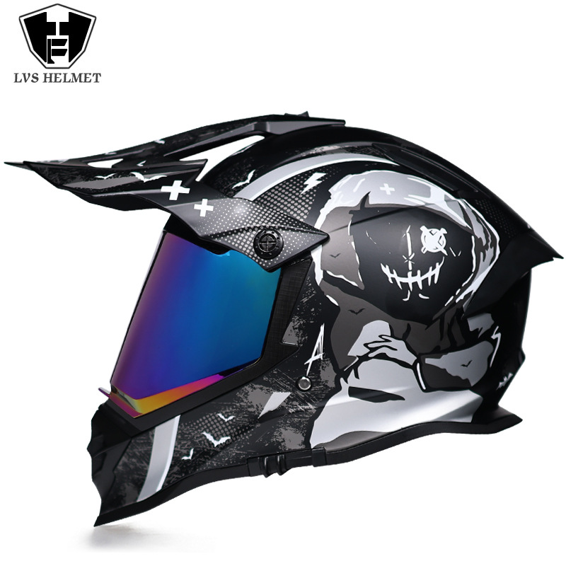 Nuevo off-road tire casco de doble lente carretera tire casco completo motocicleta Larga Distancia unisex Four Seasons universal LVS