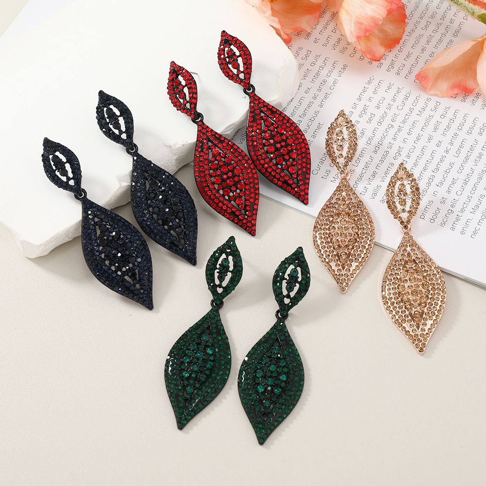 Wholesale Jewelry 1 Pair Fashion Water Droplets Alloy Rhinestones Drop Earrings display picture 3