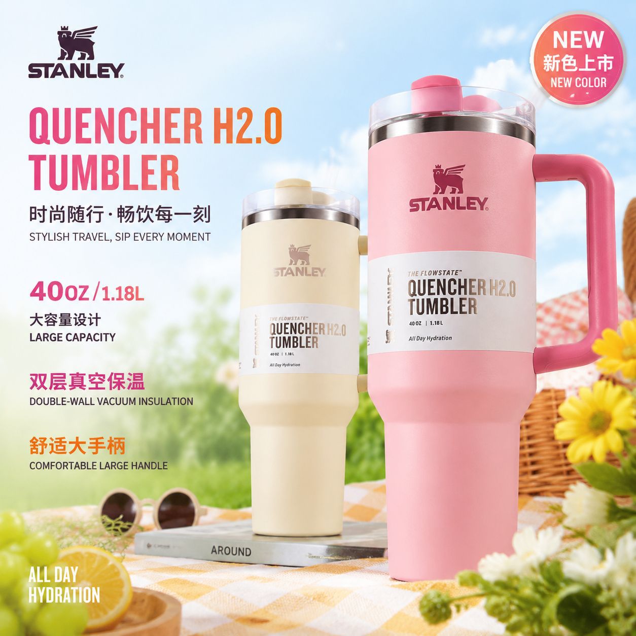 Stanley 40oz Termos Fincan - Maşın üçün Vakuum İzolyasiyalı