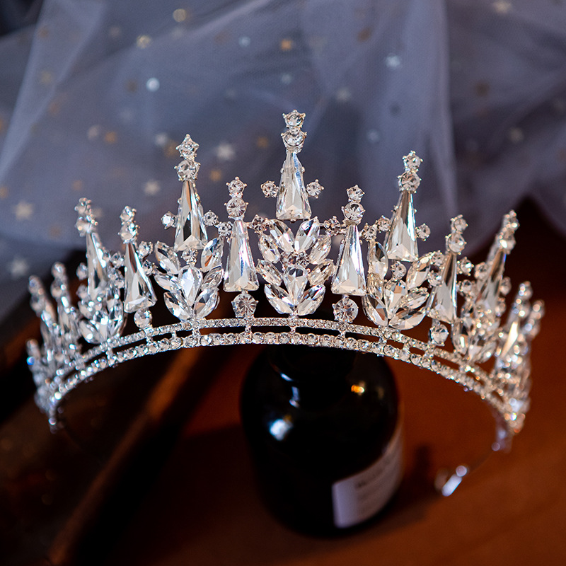 Rhinestones Inlay Material Bridal Romantic Shiny Women's Crown Alloy Rhinestones Crown