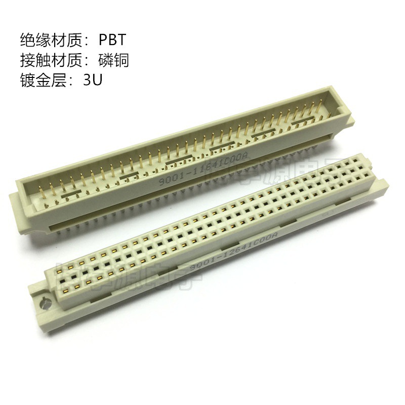 DIN European socket 364 9001-11641C00A 3*32p 64p male elbow pin is empty in the middle