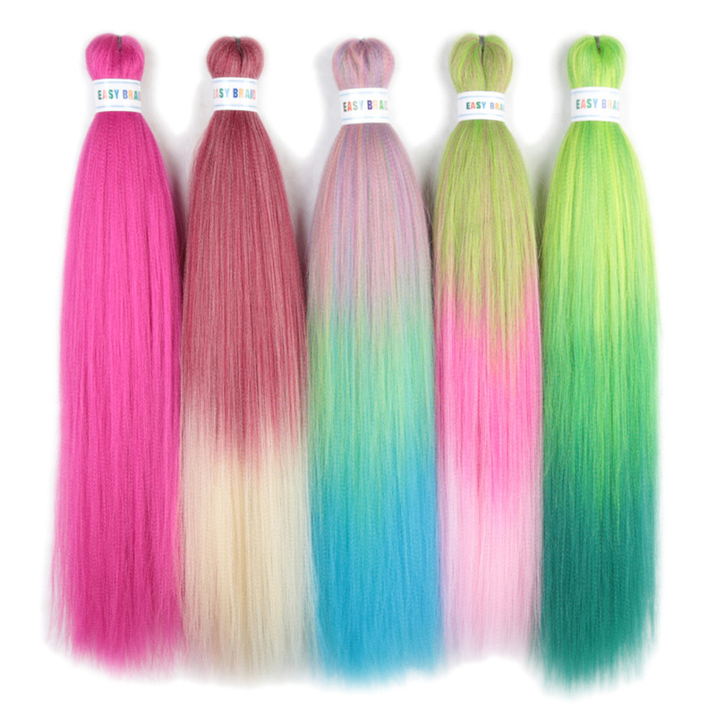 26 Inch Easy Braid Hair Colorful Chemical Fiber EZ Large Braid Low Temperature Flame Retardant Yaki Long Straight Wig