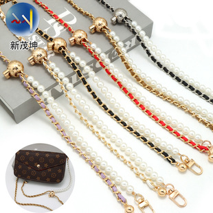 in stock Chanel Style Bag Chain Accessories Pearl Bag Strap Leather Phone Hanging Chain Adjustable Crossbody Bag Shoulder Strap