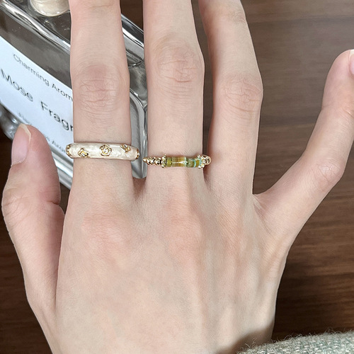 Niche design bunny pearl ring female Hepburn style fashionable temperament internet celebrity versatile high-end open ring
