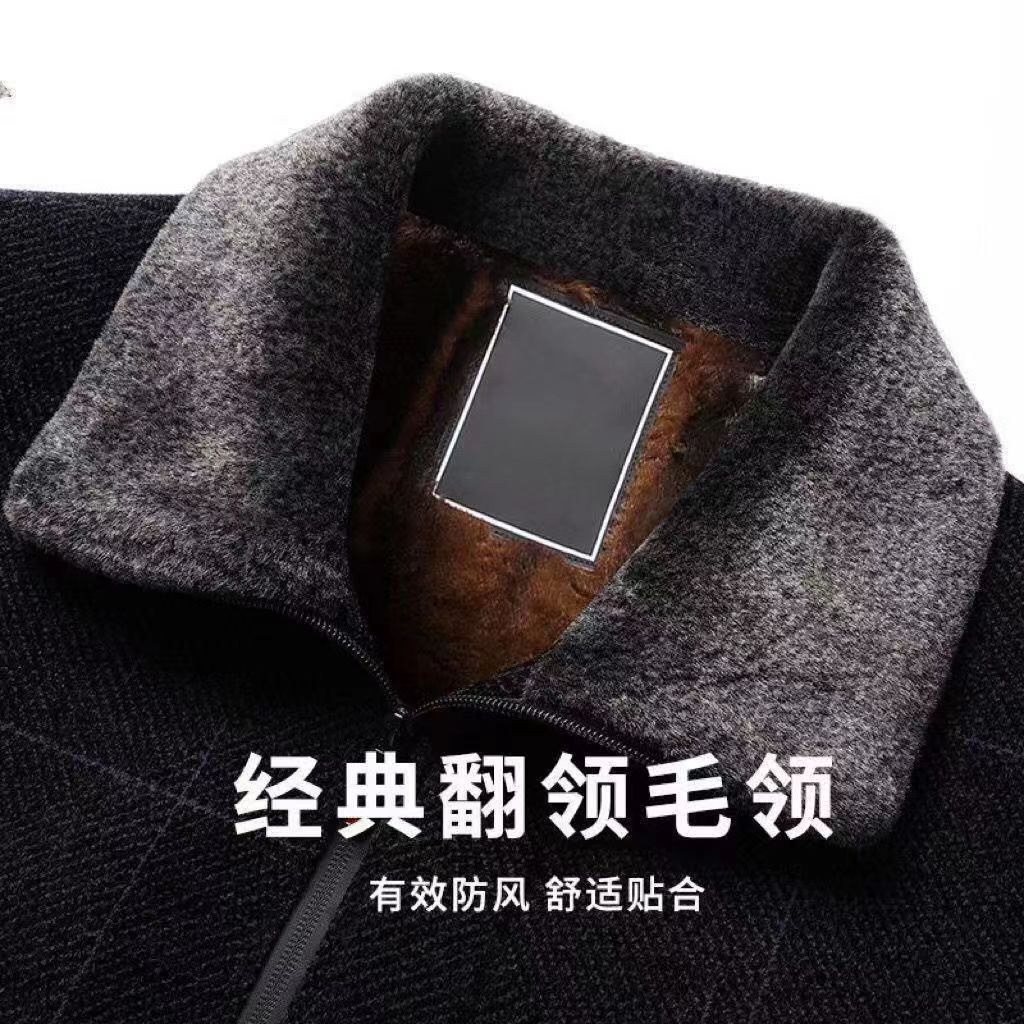 Abrigo de chenilla de invierno para hombres de mediana edad y ancianos con forro de lana engrosado cálido abrigo de lana resistente al frío para papá