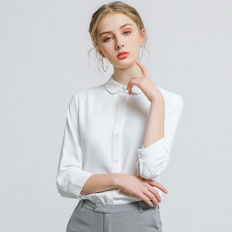 Baby Doll Collar Professional Shirt Women's Mid-Sleeve New Casual Elegant Interview Work Formal Wear No-Iron Work Clothes Shirt Baby Doll Collar Professional Shirt Women's Mid-Sleeve New Casual Elegant Interview Work Formal Wear No-Iron Work Clothes Shirt